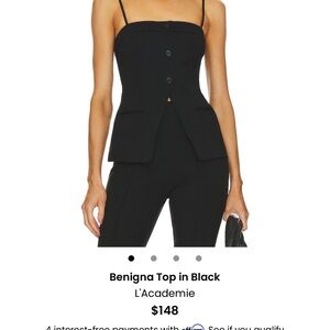 L'Academie Black Corset Button-Up Top